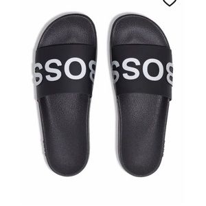 Boss logo print slip-on slides